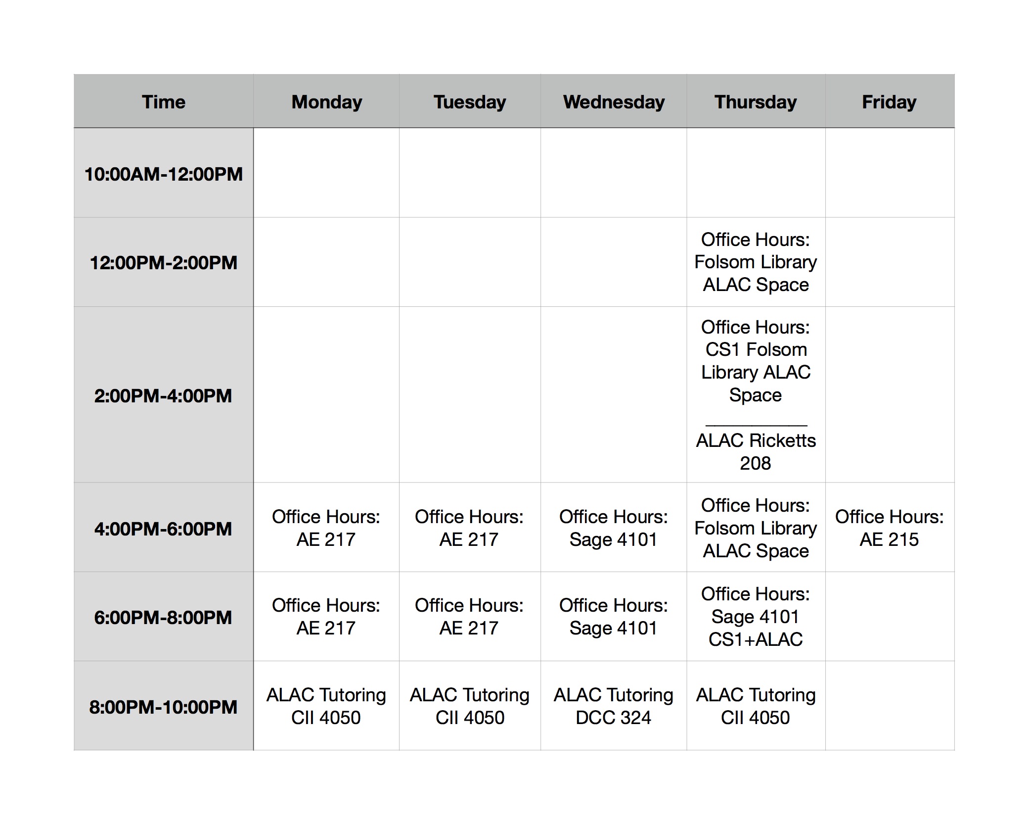 Weekly Office Hours Schedule Fall 2017 CS 1 Fall 2017 Documentation